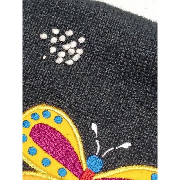The Quacker Factory Womens Black Embroidered Butterflies Sweater Sz S - Picture 7 of 10